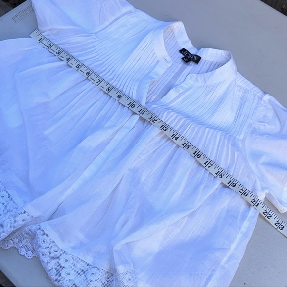 J. Crew Lace-trim pintuck top in cotton voile Size XS - Picture 6 of 16